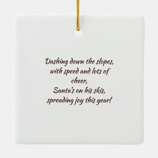 Ski Custom Modern Funky Santa Niedlich Weihnachten Keramikornament (Rückseite)