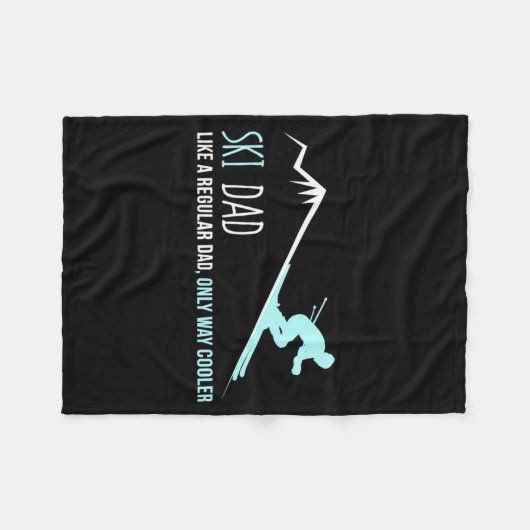 Ski Dad Funny Cute Winter Skiing Gift Fleecedecke (Vorderseite (Horizontal))
