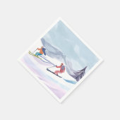 Ski Day | Watercolor Winter Mountain Serviette (Ecke)