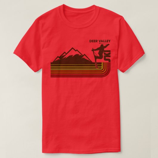 Ski Deer Valley 70er Retro Strip T-Shirt (Design vorne)