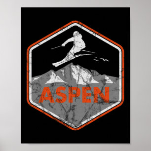 Ski-Design-Skifahren Snowboard Skifahrer Berge Asp Poster