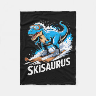 Ski Dinosaur Winter Sport Skier Dino Funny Skiing  Fleecedecke