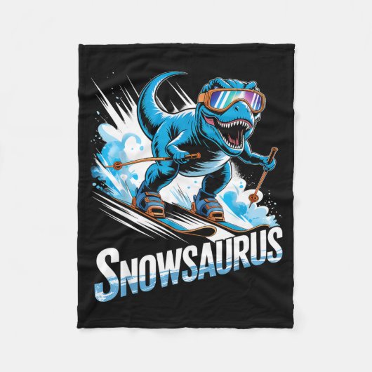 Ski Dinosaur Winter Sport Skier Dino Funny Skiing  Fleecedecke (Vorderseite)