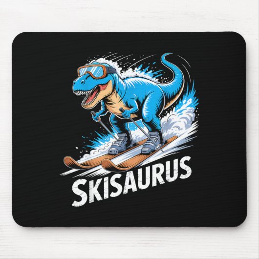 Ski Dinosaur Winter Sport Skier Dino Funny Skiing  Mousepad (Vorne)