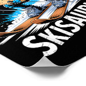 Ski Dinosaur Winter Sport Skier Dino Funny Skiing  Poster (Ecke)