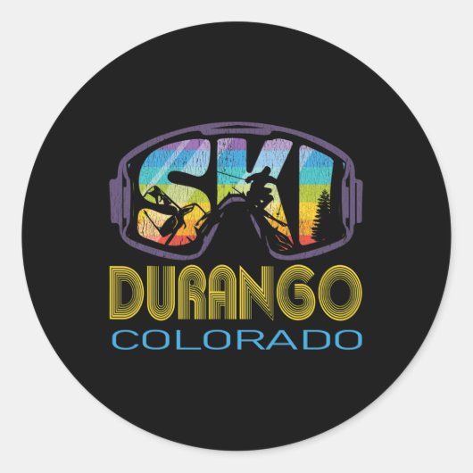 Ski Durango Colorado Skiferien  Runder Aufkleber (Vorderseite)