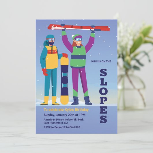 Ski Einladung (Stehend Vorderseite)