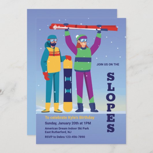 Ski Einladung (Vorne/Hinten)