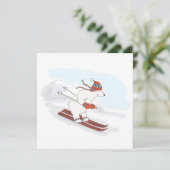 Ski Eisbär flache Weihnachtskarte Karte (Stehend Vorderseite)