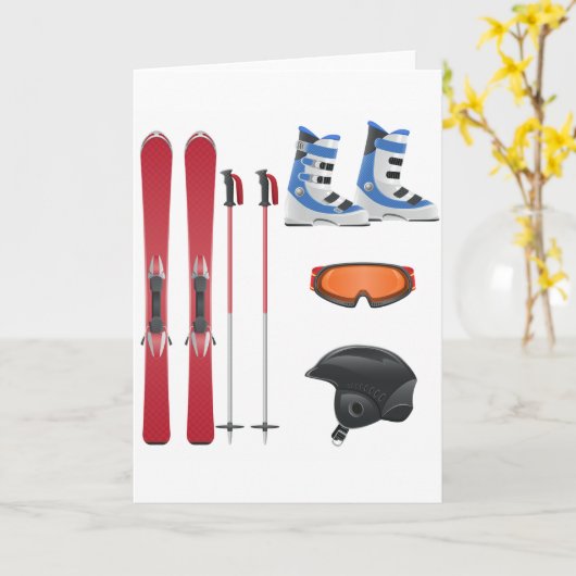 Ski Equipment Greeting Cards Karte (Gelbe Blume)