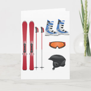 Ski Equipment Greeting Cards Karte