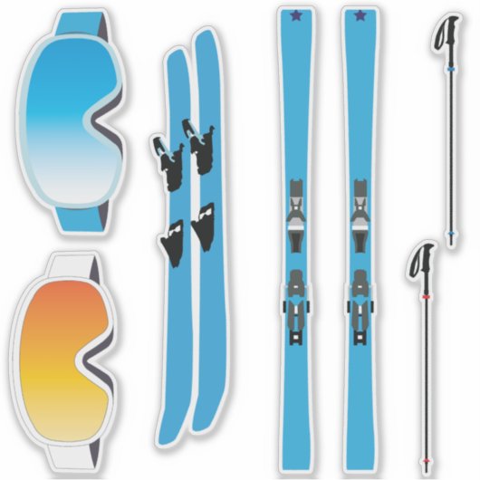 Ski Equipment Sticker Set (Vorderseite)