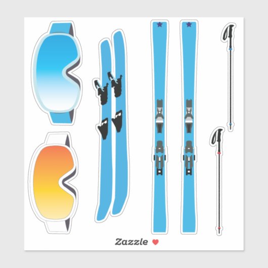 Ski Equipment Sticker Set (Blatt)