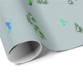 Ski Eröffnung Weihnachten Skiurlaub Skifahrer Blau Geschenkpapier (Rolleneckpunkt)