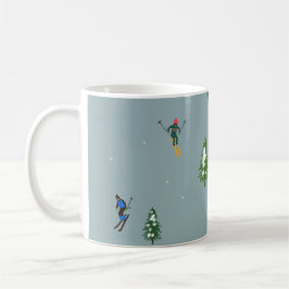 Ski Eröffnung Weihnachten Skiurlaub Skifahrer Blau Kaffeetasse