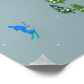 Ski Eröffnung Weihnachten Skiurlaub Skifahrer Blau Poster (Ecke)