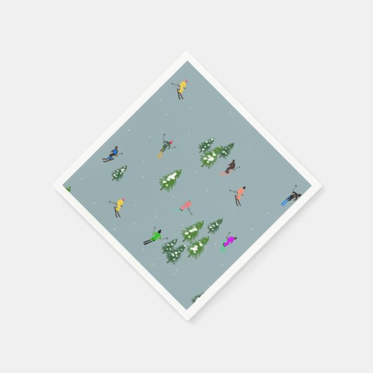 Ski Eröffnung Weihnachten Skiurlaub Skifahrer Blau Serviette (Ecke)