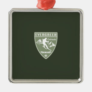 Ski Evergreen Colorado Ornament Aus Metall
