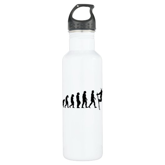 Ski Evolution Skifahren Winterskigebiet Geschenk Edelstahlflasche (Vorderseite)