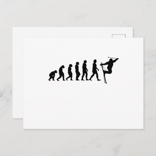 Ski Evolution Skifahren Winterskigebiet Geschenk Postkarte (Vorne/Hinten)