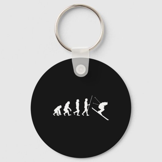 Ski-Evolution-Skiing-Skifahrer-Geschenk Schlüsselanhänger (Vorderseite)