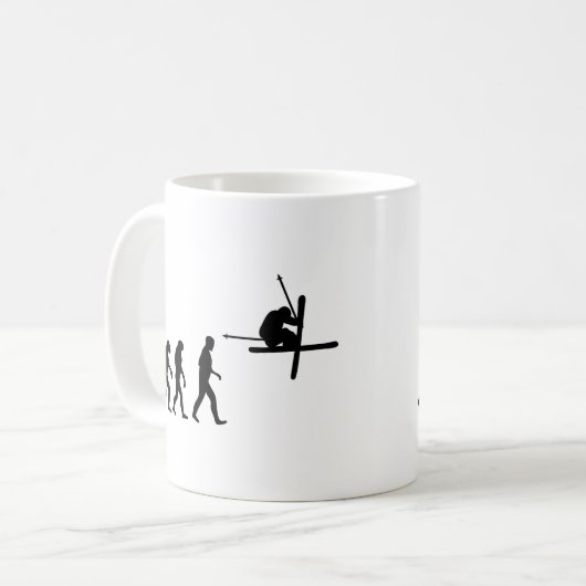 Ski-Evolutionsikone Kaffeetasse (Vorderseite Links)