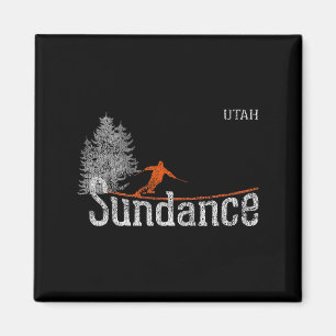 Ski fahren im Stil der 80er Jahre in Sundance Utah Magnet