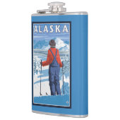 Ski fahren im Vintagen Reise-Plakat Alaskas Flachmann (Links)