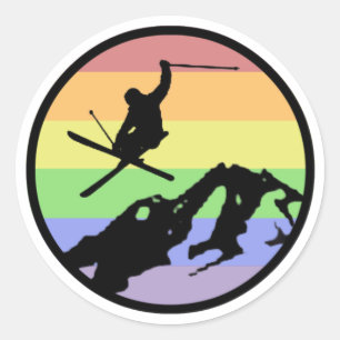 Ski fahren runder aufkleber