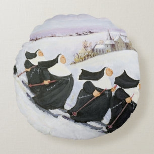 Ski fahren rundes kissen