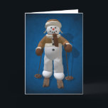 Ski fahrender Vintager Snowman Feiertagskarte<br><div class="desc">Eine andere bezaubernde Vintage Snowmenkarte,  zum Ihrer Familie und Freunde mit zu überraschen oder sie zu einer Skifahrenreise einzuladen!</div>