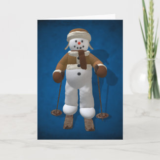 Ski fahrender Vintager Snowman Feiertagskarte