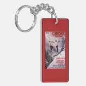 Ski fahrendes förderndes Plakat Schlüsselanhänger (Vorderseite links)