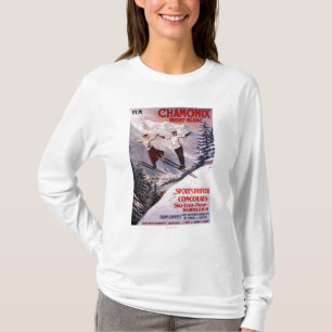 Ski fahrendes förderndes Plakat T-Shirt