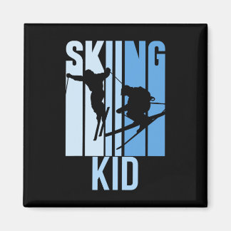Ski fahrendes Kind Skifahrer Skifahrer Hobby Magnet