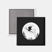 Ski - Fallschirmspringen über den Mond Magnet (Vorderseite/Rückseite)