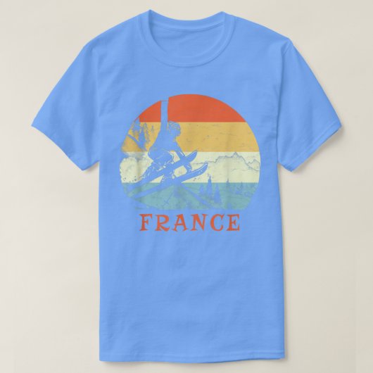 Ski Frankreich Vintag Retro Schnee Skiurlaub T-Shirt (Design vorne)