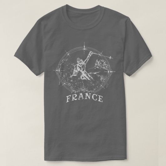 Ski Frankreich Vintag Schnee Skiurlaub 570 T-Shirt (Design vorne)