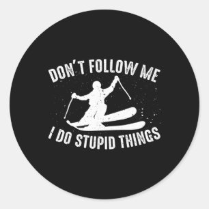 Ski Freestyle Lustiger Skifahrer Wintersport Ski Runder Aufkleber