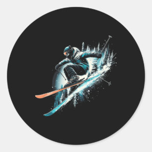 Ski Freestyle Ski Freeski Winter Extreme Sport Runder Aufkleber