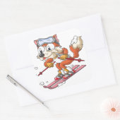 Ski fuchs quadratischer Aufkleber (Umschlag)