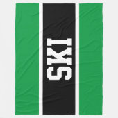 SKI Fun Athletic Schwarz-weiße, helle grüne Streif Fleecedecke (Vorderseite)