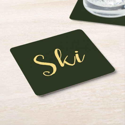 SKI Fun Modernes Skript Elegantes Dunkles Forest G Rechteckiger Pappuntersetzer (angewinkelt)