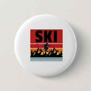 Ski Funny Skier Cooler Snowboarder Skifahren M Button
