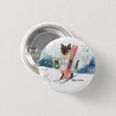 Ski für Junggeselinnen-Abschied Siam Katzenliebhab Button (Vorne & Hinten)