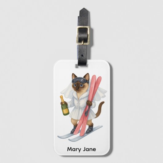 Ski für Junggeselinnen-Abschied Siam Katzenliebhab Gepäckanhänger (Vorderseite Vertikal)