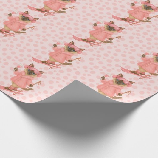 Ski für Junggeselinnen-Abschied Siam Katzenliebhab Geschenkpapier (Ecke)