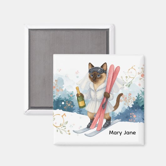 Ski für Junggeselinnen-Abschied Siam Katzenliebhab Magnet (Vorderseite/Rückseite)