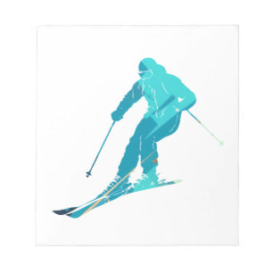 Ski Game Sport Challenge Illustration Silhouette Notizblock
