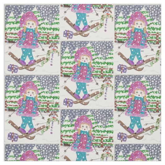 Ski-Girl Stoff (Muster)